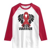 Aids Warrior Raglan Shirt Red Ribbon HIV Awareness Gift - Wonder Print Shop