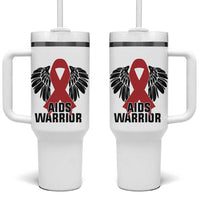 Aids Warrior Tumbler With Handle Red Ribbon HIV Awareness Gift - Wonder Print Shop