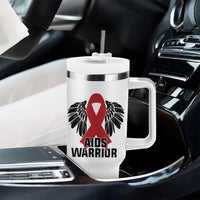 Aids Warrior Tumbler With Handle Red Ribbon HIV Awareness Gift - Wonder Print Shop