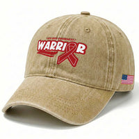 HIV Awareness Warrior Washed Cotton Baseball Cap Red Ribbon Support Gift