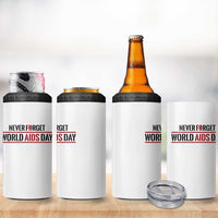 World AIDS Day Never Forget 4 in 1 Can Cooler Tumbler Red Ribbon Support Gift - Wonder Print Shop