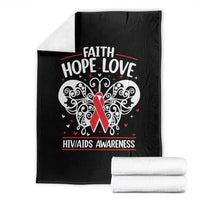 Red Ribbon Faith Hope Love Throw Blanket World AIDS Day Gift - Wonder Print Shop