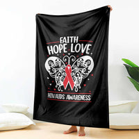 Red Ribbon Faith Hope Love Throw Blanket World AIDS Day Gift - Wonder Print Shop