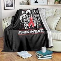 Red Ribbon Faith Hope Love Throw Blanket World AIDS Day Gift - Wonder Print Shop