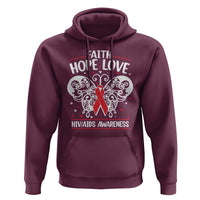 Red Ribbon Faith Hope Love Hoodie World AIDS Day Gift - Wonder Print Shop