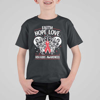 Red Ribbon Faith Hope Love T Shirt For Kid World AIDS Day Gift - Wonder Print Shop