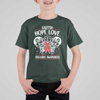 Red Ribbon Faith Hope Love T Shirt For Kid World AIDS Day Gift - Wonder Print Shop