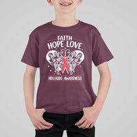 Red Ribbon Faith Hope Love T Shirt For Kid World AIDS Day Gift - Wonder Print Shop
