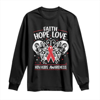 Red Ribbon Faith Hope Love Long Sleeve Shirt World AIDS Day Gift - Wonder Print Shop
