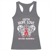 Red Ribbon Faith Hope Love Racerback Tank Top World AIDS Day Gift - Wonder Print Shop