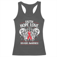 Red Ribbon Faith Hope Love Racerback Tank Top World AIDS Day Gift - Wonder Print Shop