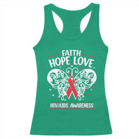 Red Ribbon Faith Hope Love Racerback Tank Top World AIDS Day Gift - Wonder Print Shop