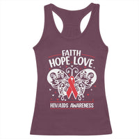 Red Ribbon Faith Hope Love Racerback Tank Top World AIDS Day Gift - Wonder Print Shop