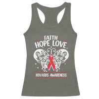 Red Ribbon Faith Hope Love Racerback Tank Top World AIDS Day Gift - Wonder Print Shop