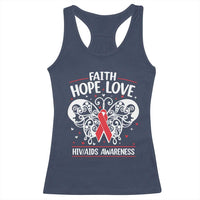 Red Ribbon Faith Hope Love Racerback Tank Top World AIDS Day Gift - Wonder Print Shop