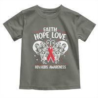 Red Ribbon Faith Hope Love Toddler T Shirt World AIDS Day Gift - Wonder Print Shop