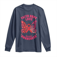 Faith Hope Love HIV Butterfly Long Sleeve Shirt Awareness Month Gift - Wonder Print Shop