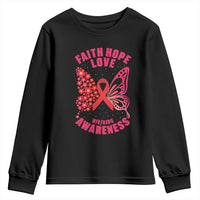 Faith Hope Love HIV Butterfly Youth Sweatshirt Awareness Month Gift - Wonder Print Shop