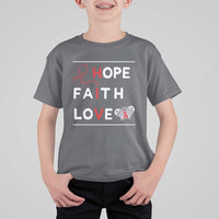Faith Hope Love HIV AIDS Awareness T Shirt For Kid Hope Strength Empowerment Gift - Wonder Print Shop
