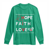 Faith Hope Love HIV AIDS Awareness Long Sleeve Shirt Hope Strength Empowerment Gift - Wonder Print Shop