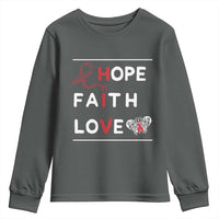 Faith Hope Love HIV AIDS Awareness Youth Sweatshirt Hope Strength Empowerment Gift - Wonder Print Shop