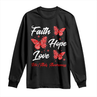 Faith Hope Love HIV AIDS Awareness Butterfly Gift Long Sleeve Shirt - Wonder Print Shop