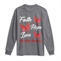 Faith Hope Love HIV AIDS Awareness Butterfly Gift Long Sleeve Shirt - Wonder Print Shop
