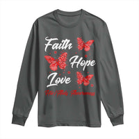 Faith Hope Love HIV AIDS Awareness Butterfly Gift Long Sleeve Shirt - Wonder Print Shop