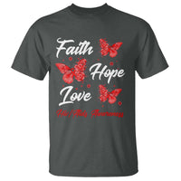 Faith Hope Love HIV AIDS Awareness Butterfly Gift T Shirt - Wonder Print Shop