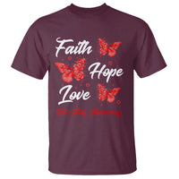 Faith Hope Love HIV AIDS Awareness Butterfly Gift T Shirt - Wonder Print Shop