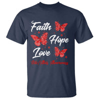 Faith Hope Love HIV AIDS Awareness Butterfly Gift T Shirt - Wonder Print Shop