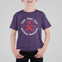 HIV Awareness Empowerment Gift T Shirt For Kid Faith Hope Love - Wonder Print Shop