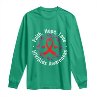 HIV Awareness Empowerment Gift Long Sleeve Shirt Faith Hope Love - Wonder Print Shop