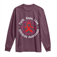 HIV Awareness Empowerment Gift Long Sleeve Shirt Faith Hope Love - Wonder Print Shop