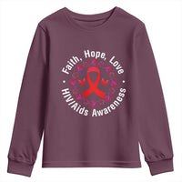 HIV Awareness Empowerment Gift Youth Sweatshirt Faith Hope Love - Wonder Print Shop