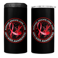 Support Educate Care Cure 4 in 1 Can Cooler Tumbler HIV Awareness Month Gift - Wonder Print Shop