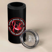 Support Educate Care Cure 4 in 1 Can Cooler Tumbler HIV Awareness Month Gift - Wonder Print Shop