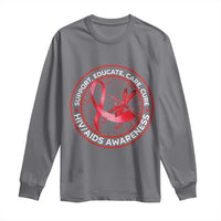 Support Educate Care Cure Long Sleeve Shirt HIV Awareness Month Gift - Wonder Print Shop