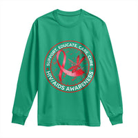 Support Educate Care Cure Long Sleeve Shirt HIV Awareness Month Gift - Wonder Print Shop