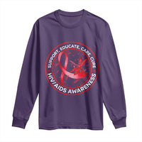 Support Educate Care Cure Long Sleeve Shirt HIV Awareness Month Gift - Wonder Print Shop