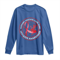 Support Educate Care Cure Long Sleeve Shirt HIV Awareness Month Gift - Wonder Print Shop