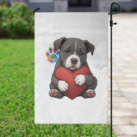 Pitbull Mom Garden Flag Cute Puppy Hugging Heart Love Dog - Wonder Print Shop