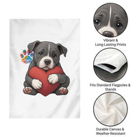 Pitbull Mom Garden Flag Cute Puppy Hugging Heart Love Dog - Wonder Print Shop