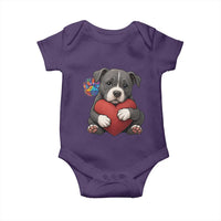 Pitbull Mom Baby Onesie Cute Puppy Hugging Heart Love Dog - Wonder Print Shop