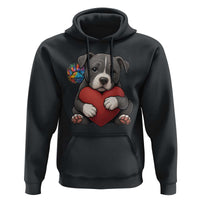 Pitbull Mom Hoodie Cute Puppy Hugging Heart Love Dog - Wonder Print Shop
