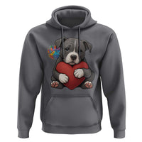 Pitbull Mom Hoodie Cute Puppy Hugging Heart Love Dog - Wonder Print Shop