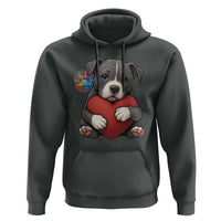 Pitbull Mom Hoodie Cute Puppy Hugging Heart Love Dog - Wonder Print Shop