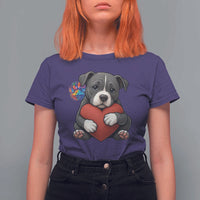 Pitbull Mom T Shirt For Women Cute Puppy Hugging Heart Love Dog - Wonder Print Shop