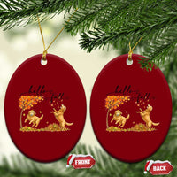 Funny Hello Fall Thanksgiving Golden Retriever Ceramic Ornament - Wonder Print Shop