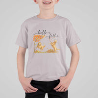 Funny Hello Fall Thanksgiving Golden Retriever T Shirt For Kid - Wonder Print Shop